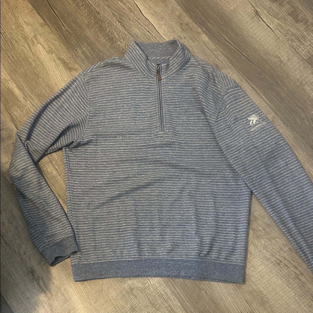 Men's Gray Striped front zip pull over by Johnny O
